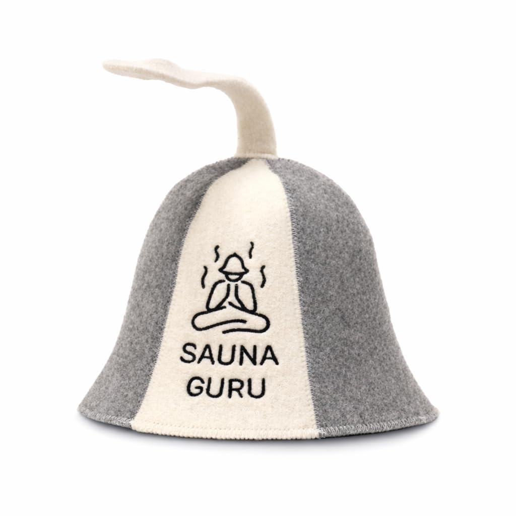 Sauna Guru Sauna Hat White and Gray - 100% Organic Wool Felt Hats